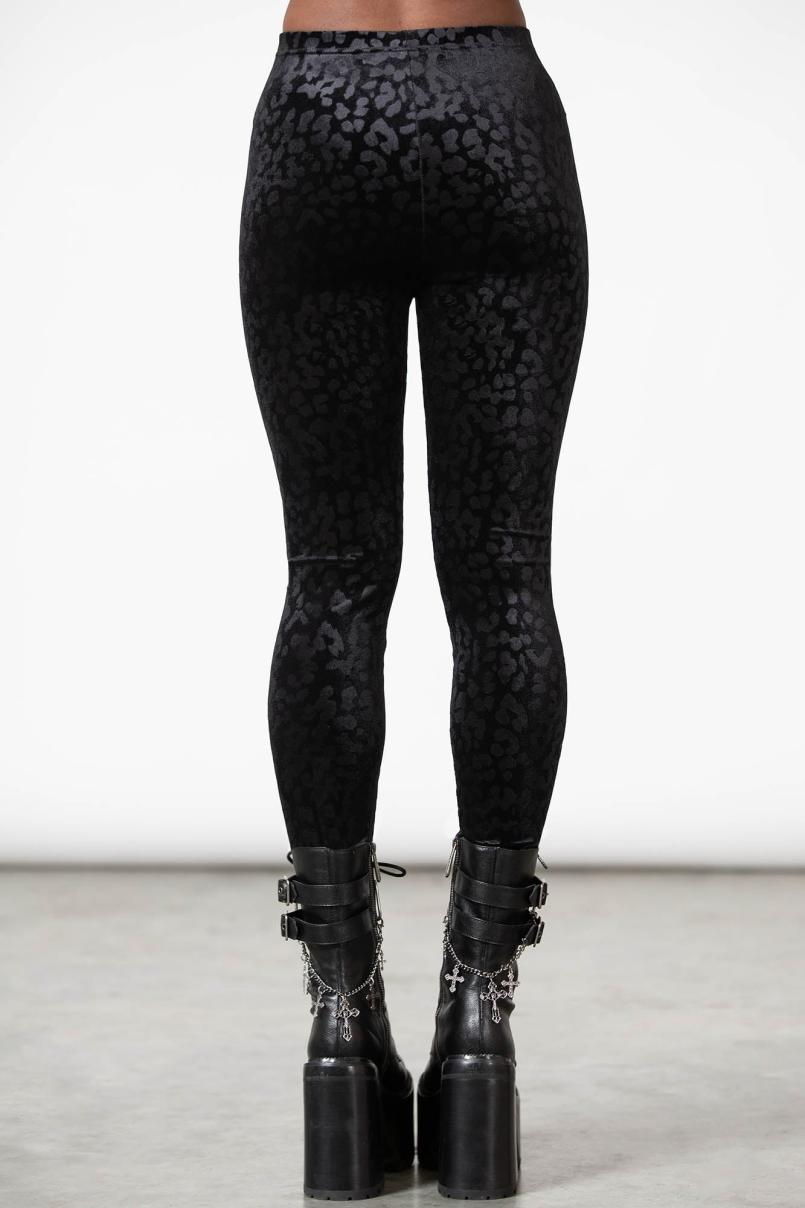 Women Velvet | Killstar Caturday Leggings [B]