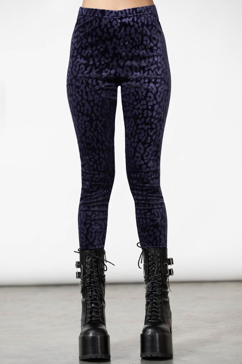 Women Velvet | Killstar Caturday Leggings [PLUM]