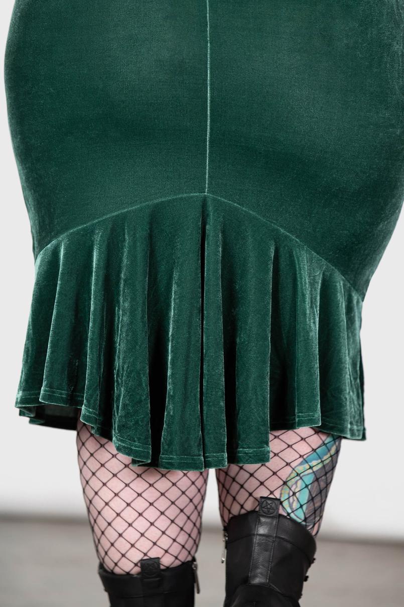 Women Velvet | Killstar Drusilla Midi Skirt [GREEN]