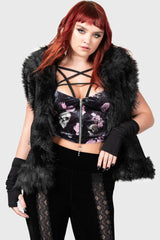 Women Velvet | Killstar Lost In Sin Zip Top [BLACK/PINK]