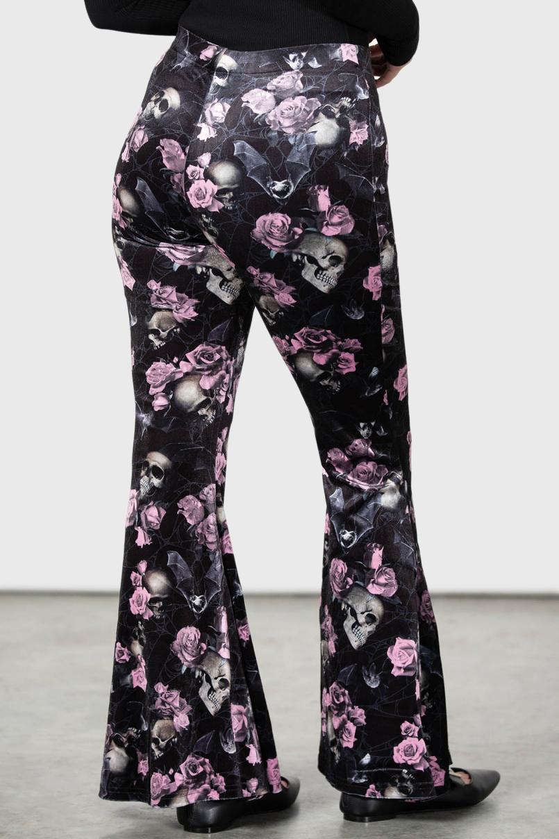 Women Velvet | Killstar Moondance Bell Bottoms [BLACK/PINK]