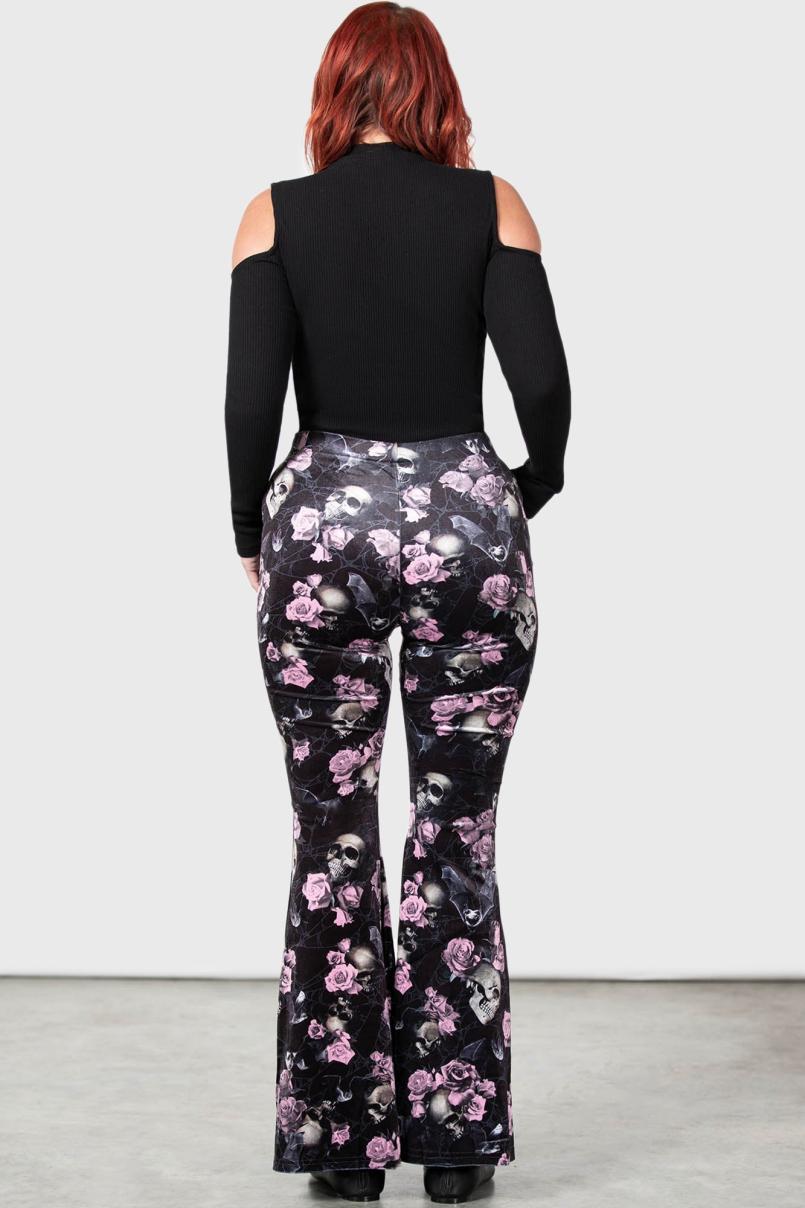 Women Velvet | Killstar Moondance Bell Bottoms [BLACK/PINK]
