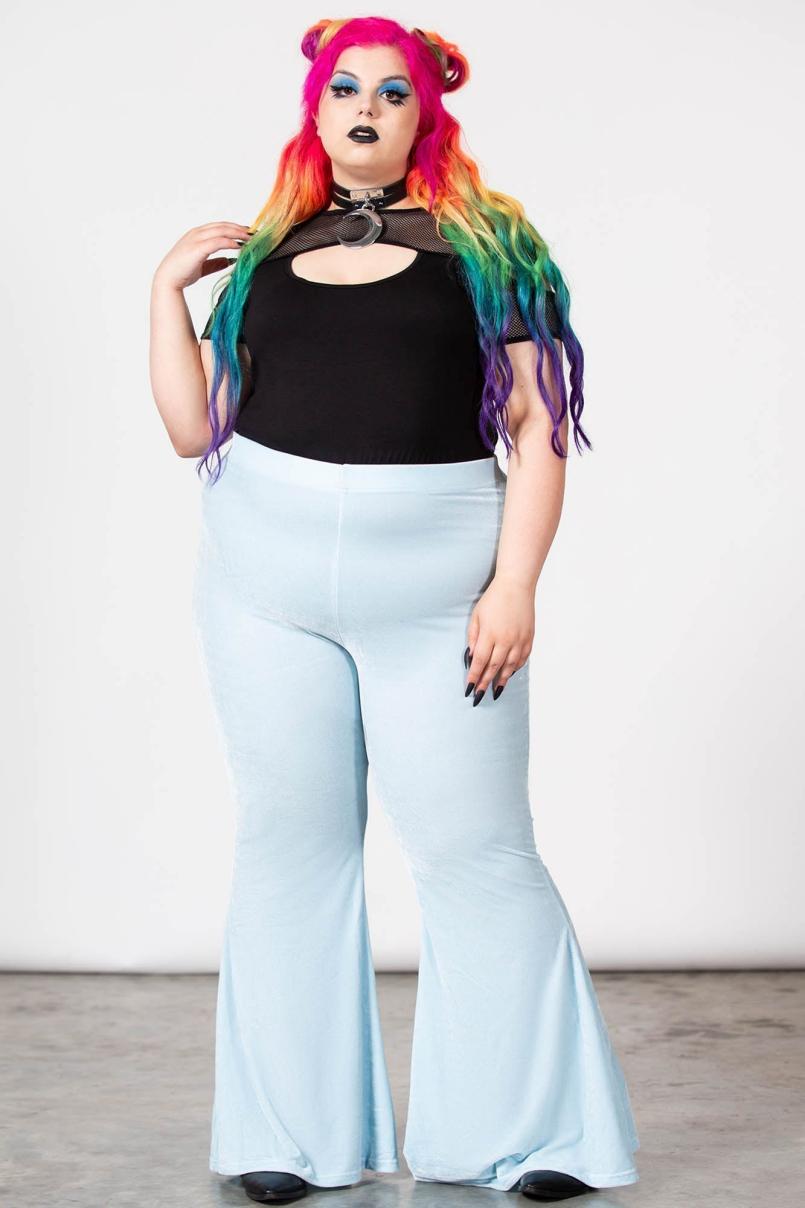 Women Velvet | Killstar Moondance Bell Bottoms [PASTEL BLUE]