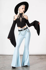 Women Velvet | Killstar Moondance Bell Bottoms [PASTEL BLUE]
