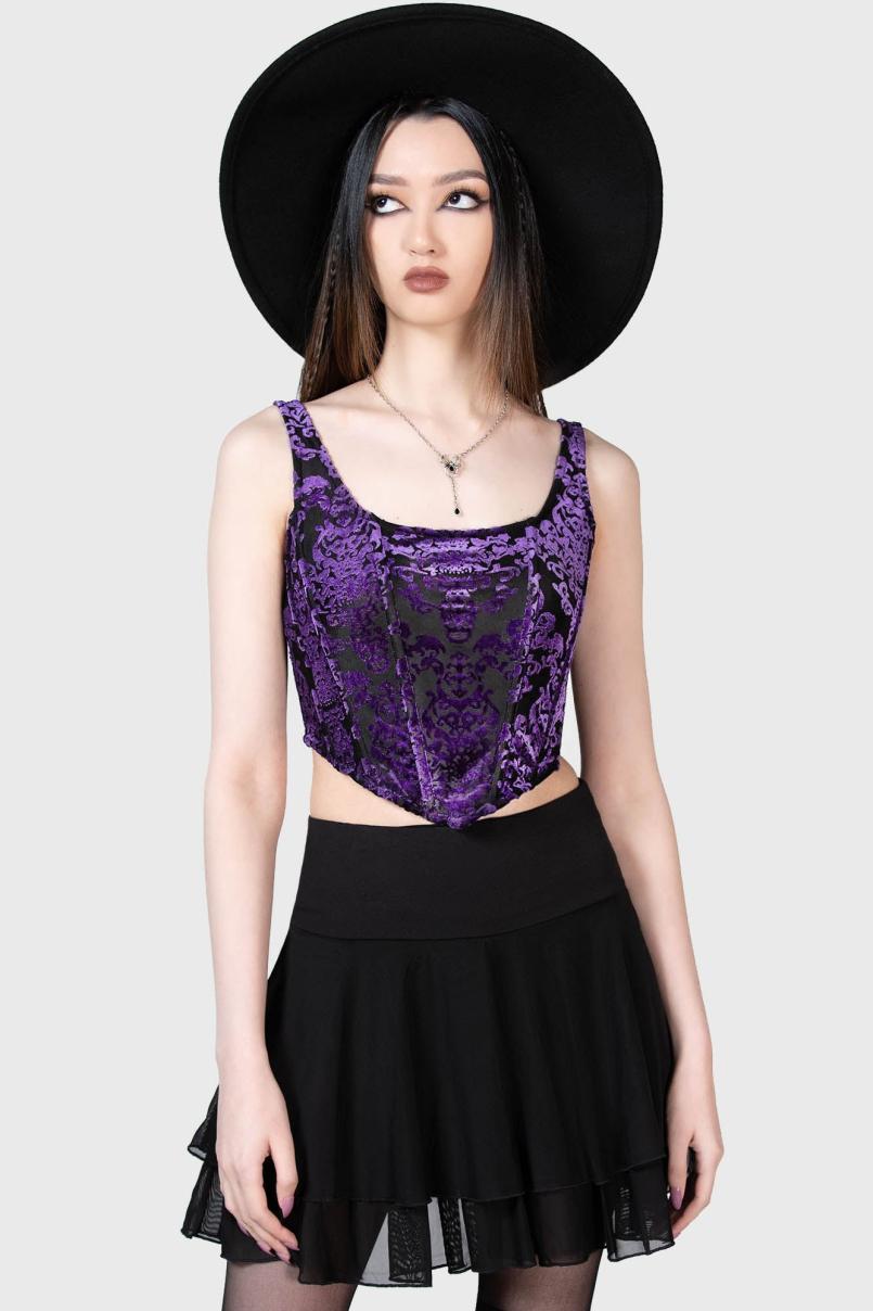 Women Velvet | Killstar Snarl Corset Top [PURPLE]