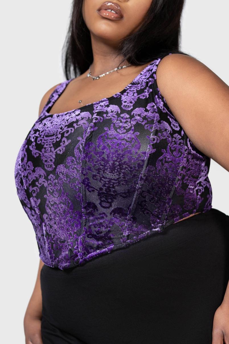 Women Velvet | Killstar Snarl Corset Top [PURPLE]
