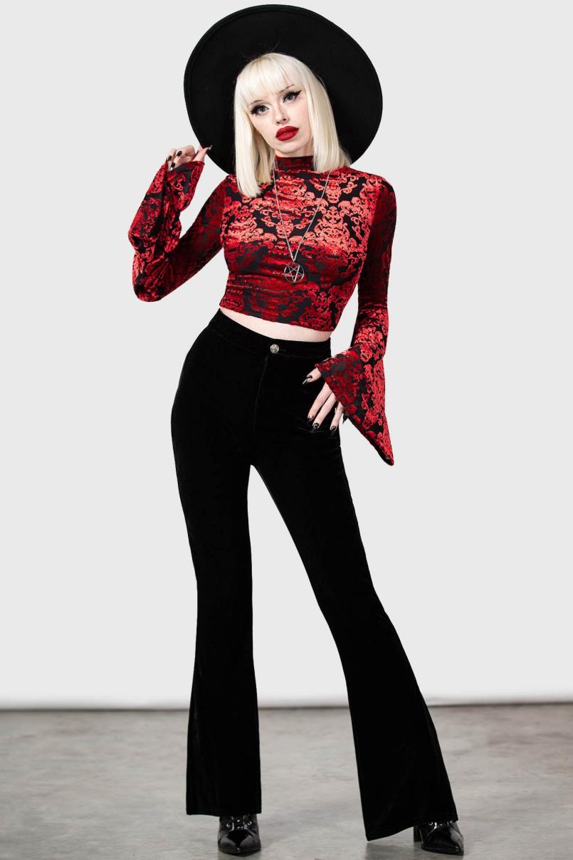 Women Velvet | Killstar Thena's Thistle Velvet Bootcut Trousers