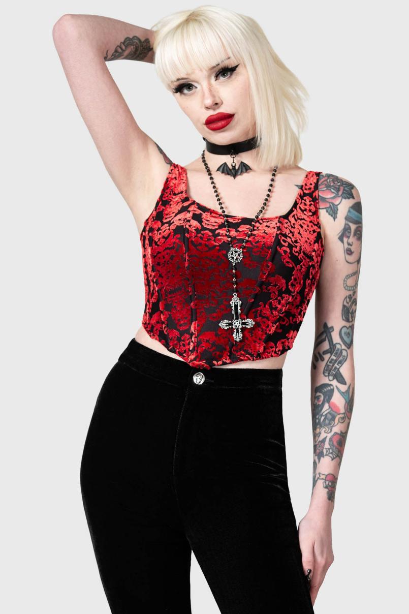 Women Velvet | Killstar Thena's Thistle Velvet Bootcut Trousers