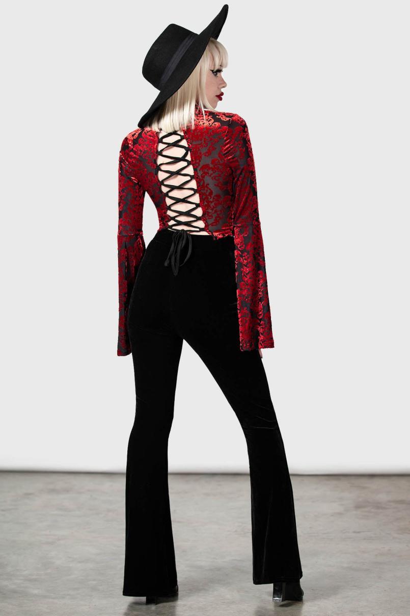 Women Velvet | Killstar Thena's Thistle Velvet Bootcut Trousers